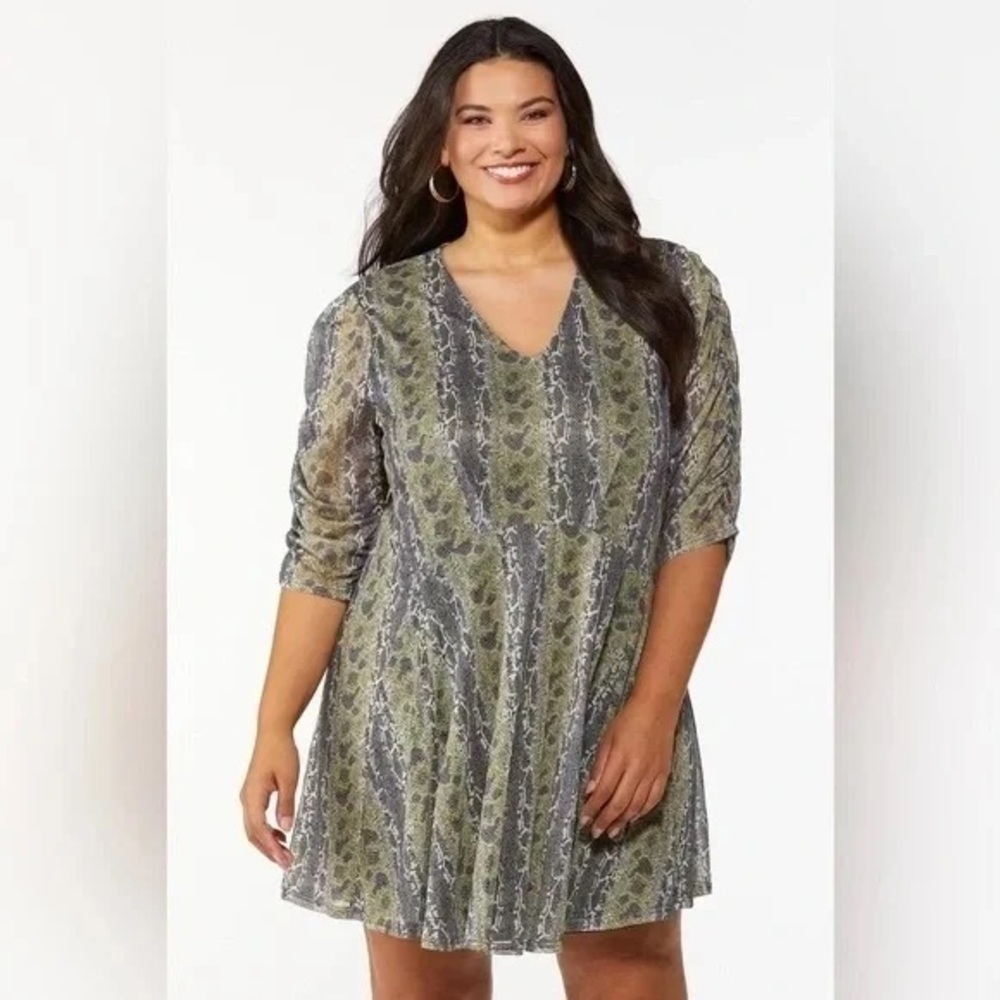 Cato | Plus Size Snakeskin Swing Dress Various Sizes Available